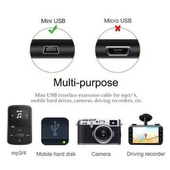 0.8 m Mini USB Kábel Mini USB na USB Rýchly Dátový Nabíjací Kábel 5 Pin B pre MP3, MP4 Prehrávač Car DVR GPS Digitálny Fotoaparát