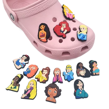 1-15pcs Disney Princezná Topánky Charms Cartoon Mrazené DIY Sandále Príslušenstvo zobrazili kľúčové tlačidlá pre Crocs Dreváky Dekorácie Ženy, Dievčatá, Deti