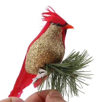 1 Kus Červená Clip S Falošnými Roztomilý Vták Vianočný Strom Dekorácie Peny A Velvet Vták Holiday Party Dekorácie Červený Vták