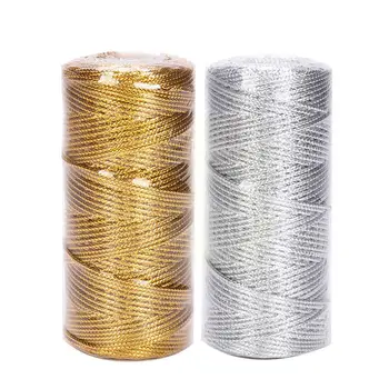 100M DIY Zlato, Striebro Lano String Macrame Kábel Lano Páska Remesiel pre Šitie Motúzov Twisted Niť, bytový Textil, Dekorácie B5C2