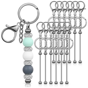 12 Ks Beadable Keychain Barov, na Korálky Prázdne Keychain Kovové Korálkové Keychain pre Keychain DIY Projekty Prívesok Šperky