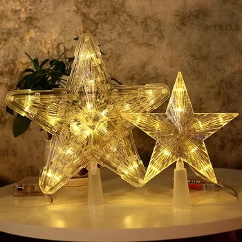 15 CM LED Transparentné Päť-špicaté Hviezdy Veselé Vianoce Strom Mulčovače Cristmas Dekorácie pre Domov Vianočné Ozdoby Navidad 2023