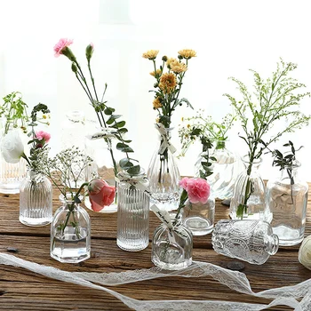 1PC Transparentné Sklenené Vázy Nordic Rastlín Váza Svadobné Dekor Vrchol Tabuľky Ozdoby, Vázy