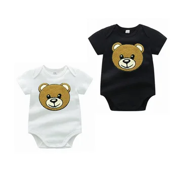 2023 New Black-a-biely Medveď, Baby v Lete Dieťa Lezenie Cute Pyžamo-Krátke rukávy Baby One-piece Bavlna Letné Šaty Oblečenie