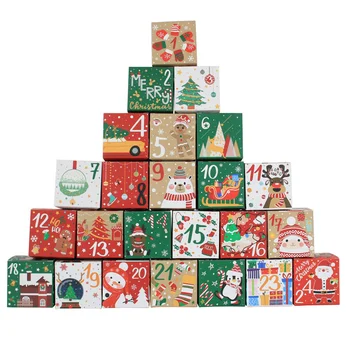 24Pcs Vianočný Adventný Kalendár Boxy Darček Cukríky Box Drobné Darčeky, Vianočné Balenie Dodávky Príchodom Časovač Vianočné Domova