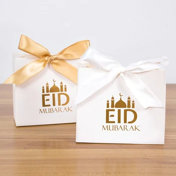 5/10pcs Eid Mubarak Papier Čokoládové Cookies Candy Box Moslimských Islamskej Eid Strana navrhne 2024 Ramadánu Kareem Darčekové Balenie Vrece