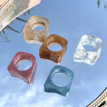 5 ks kórejská verzia jednoduché semi-transparentné halo farbené diamantový prsteň diy príslušenstvo ručné farbou viacero módnych krúžok