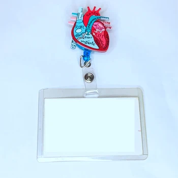 Anatomické Srdce Diagram Zdvíhateľnej Odznak Cievky S Koženými Strapec , Telemetry Kardiológie Sestra Odznak Držiteľ, Tech Ošetrovateľstva