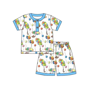 baby boy šaty Happy birthday kostým-Krátke rukávy pyžamo nastaviť boutique deti oblečenie batoľa chlapec oblečenie, Pyžamo vyhovuje
