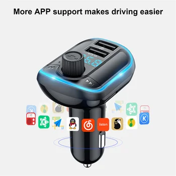 Bluetooth 5.0 Auto Nabíjačka, FM Vysielač, Dual USB Car MP3 Prehrávač Hands-free Volanie Rýchle Nabitie Univerzálny Auto Príslušenstvo