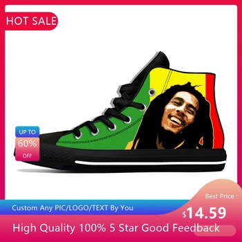 Bob Marley Reggae Hviezda Rasta Rockovej Hudby, Módy Bežné Látkové Topánky Vysokej Top Ľahký Priedušný 3D Tlač Muži Ženy Tenisky