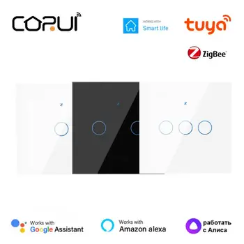 CORUI Tuya Smart ZigBee Prepínač 1/2/3 gang Č Neutrálny Vodič Kondenzátor Vyžaduje Smart Switch Pre Inteligentný Život Alexa Domovská stránka Google Alice