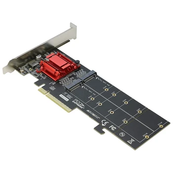 Dual NVMe PCIe Adaptér,M. 2 NVMe SSD PCI-E 3.1 X8/X16 Karty Podpora M. 2 (M Kľúč) NVMe SSD