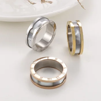 Elegantné Shell Rímske Číslice Prstene pre Ženy, Dievča Zlaté Strieborná Ruža Zlatá Farba Nehrdzavejúcej Ocele Krúžkom Koleno Aillons Mujer Šperky