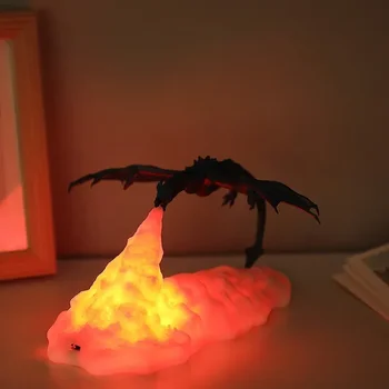 Fire dragon malé nočné svetlo lietajúci drak dekorácie 3D tlač sopky nabíjateľná stolové lampy, nočné lampy atmosféru lampa