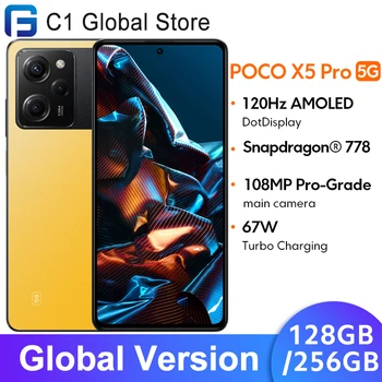 Globálna Verzia POCO X5 Pro 5G android 128 gb kapacitou 256 GB Snapdragon 778G 120Hz AMOLED DotDisplay 108MP Fotoaparát MIUI 14 67W