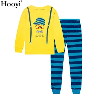 Hooyi Detské Pyžamo Vyhovuje Deti Spať Oblečenie Sady Malý Pán, Pás Chlapci Sleepwear Bavlna T-Košele, Nohavice, Oblečenie 90-130
