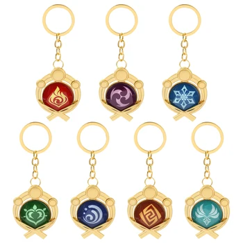 Hra Genshin Vplyv Jasnej Vízie Keychain Inazuma Oko Boha 7 Prvok Hračka Kovové KeyRing Ženy Šperky, Darček Pre Priateľov