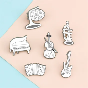 Jednoduchý Hudobný Nástroj, Smalt Pin Klavír, Gitara, Saxofón Brošne Oblečenie Taška Preklopke Kolíky Odznaky Vlastné Šperky, Darček pre Deti