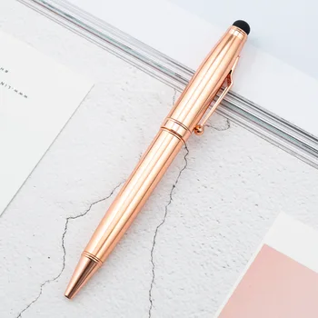 Kreatívne kovové rose gold guľôčkové pero so stylus pen možno upraviť logo business office reklamný darček dotykový displej pero