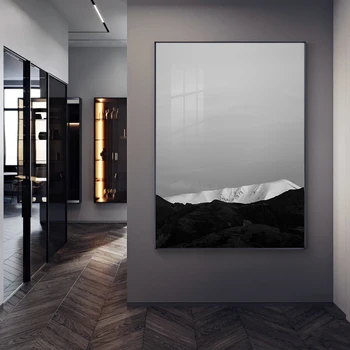 Moderná Krajina Hôr Plátno Maľovaní plagátov a tlač Umenie Steny Čierne a biele Obrázky, Obývacia Izba, Spálňa Domov Deco