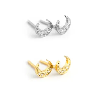 Móda kórejský Striebra, Zlata Farba Biela Zirkón Mesiac Malé Stud Náušnice pre Ženy Mini Pendiente Šperky Aretes Brincos Veľkoobchod