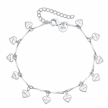 Nové dorazí Roztomilé srdce 925 Sterling Silver Náramky pre Ženy Módy klasické Svadobné Party Vianočný Darček jemné Šperky