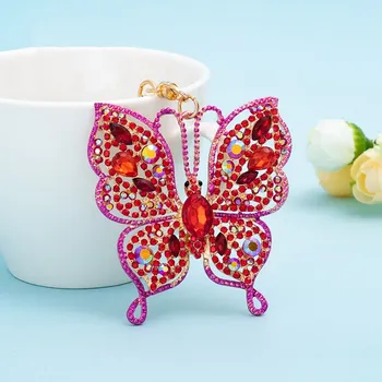 Nové Retro Crystal Drahokamu Motýľ Keychain Módne Hmyzu Prívesok Prívesok Tvorivé Blingbling Auto Kľúč Kúzlo Šperky Darček