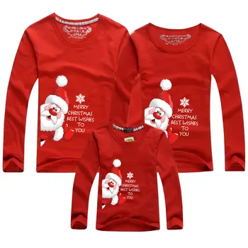 Nový Rok, Matka, Dcéra Oblečenie Vianočný Kostým pre Dospelých Deti T-shirt Long Sleeve Bavlna Karikatúra Tlače Rodiny Zodpovedajúce Oblečenie