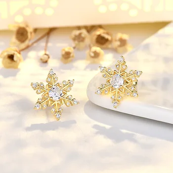 Nový Silver needle Zirkón Snowflake Vianočné náušnice dizajn a módne luxusné náušnice Jeseň/zima pre ženy príslušenstvo