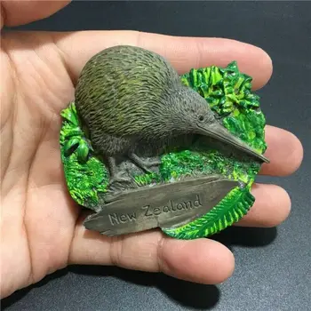 Nový Zéland Tému Živice Chladnička Magnet Vták Kiwi Národnej Vlajky Turistické Suveníry