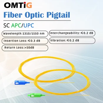 OMTIG Vlákniny Pigtail Single Mode Optického Pigtail SC APC UPC 1m 9/125 0,9 mm 20 -100 Ks/Veľa