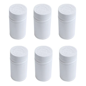 Plastové Prázdne Medicíny Fľaše Tablety Tablet Kontajner Držiteľ 6Pcs Biela