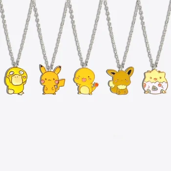 Pokémon Pikachu Náhrdelník Anime Postavy Eevee Kovový Prívesok Kawaii Sveter Reťazca, Šperky, Doplnky pre Ženy, Mužov Vianočný Darček