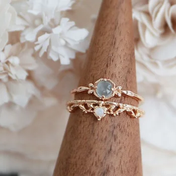 Prekrásny Romantický Sen Opal Kameň Svetla luxusné Retro prstene pre ženy, Malé Čerstvý Kvet Skladaný štýl jemné Šperky darček