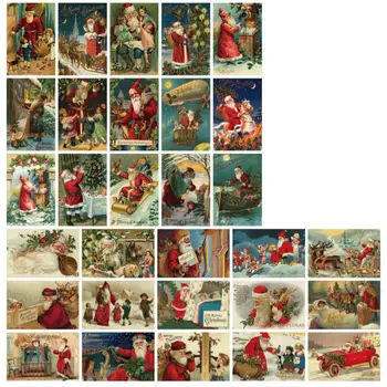 Retro Dovolenku Pohľadnice Vintage Vianočné Pohľadnice 30 Jedinečné Slávnostné Pohľadnice Retro Vianoce Darček s Č Značky na Zadnej 30