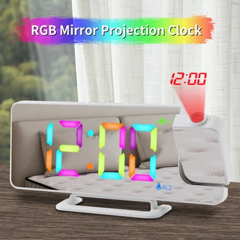 RGB Zrkadlo Projekčné Hodiny Farba, Veľký Displej Dual Spánok, Budík Nastavenie Jasu RGB Projektor Hodiny Nabíjania cez USB Port