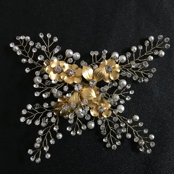 SLBRIDAL Káblové Crystal Kamienkami Kvet, List Svadobné Vlasy Klip Barrettes Svadobné doplnky do Vlasov Družičky Ženy Šperky