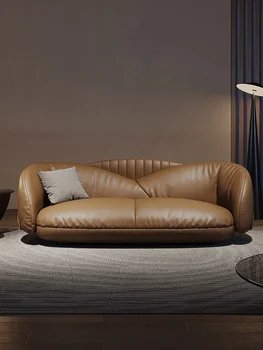 Taliansky ľahké luxusný kožený gauč hlavu vrstva cowhide moderné jednoduchá obývacia izba luxusné high-end kožené umenia v súlade gauč