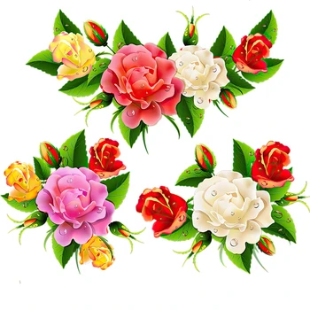 Tri Ratels QCF246 Očarujúce ranná rosa ruže kytice domov dekoratívne Kvetinové nálepky wc Odtlačkový