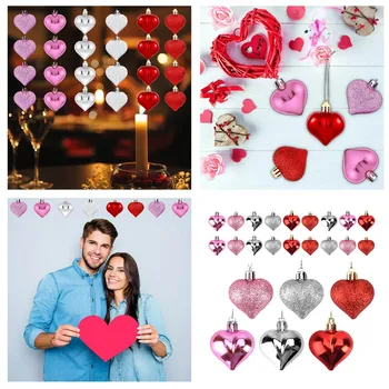 Valentín Dekor Valentín valentínsky 24Pcs Deň, Dekorácie, Darčeky, Ozdoby Srdce Visí Jasné Reťazec pre Balóny