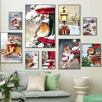 Vianoce Obrázok na Stenu Umelecké Plátno na Maľovanie Plagátu a Vytlačí Nordic Stenu Obrázok, detskej Izby Rodina Nástenné Dekorácie