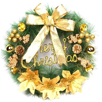 Vianočné Vence na Dvere - Vianočné Dvere Veniec Zimné Umelé Vianočné Girlandy Dekorácie s Lukom Kvety