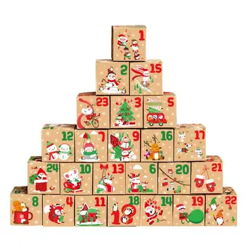 Vianočný Adventný Kalendár Candy Box Časovač Kraft Papier Darčeka Strany, Baliaci Papier, Box Dodávky Pre Vianočný Večierok