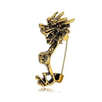 Vintage Dragon Totem Brošňa pre Mužov Chinoiserie Vyhovovali Klopě Pin Crystal Drahokamu Kovové Odznak Luxusné Šperky, Doplnky, Darčeky