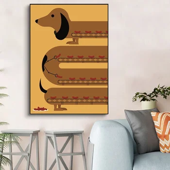 Vtipné Jazvečík Psa Wall Art Plátno na Maľovanie Cartoon Psa Zvierat Plagáty Vytlačí Obrázok pre Obývacia Izba Domova Bez Rámu