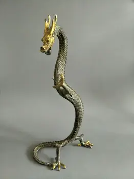 Výška 17 cm / nádherné bronzové Čínsky drak socha Údaje vysoký