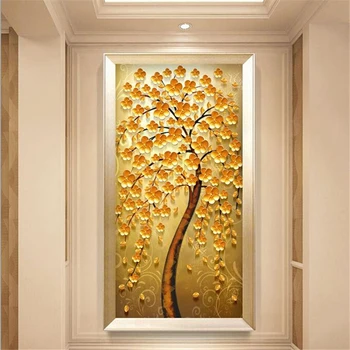 wellyu Vlastnú tapetu 3d photo nástenná maľba обои Európskej vintage zlatý strom šťastia abstraktné nordic verandu uličkou dekoratívne maľby
