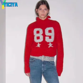 YICIYA Pulóver španielsky palom* značky sveter kórejský módne Ženy Pletené nové oblečenie Knitwear zimné streewear zrastov topy 2023