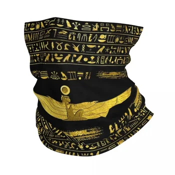Zlaté Egyptský Boh Ornament Na Čierne Kožené Bandana Krku Návlek Vytlačené Zábal Maska Šatku Multi-použitie FaceMask na Koni Muži Ženy